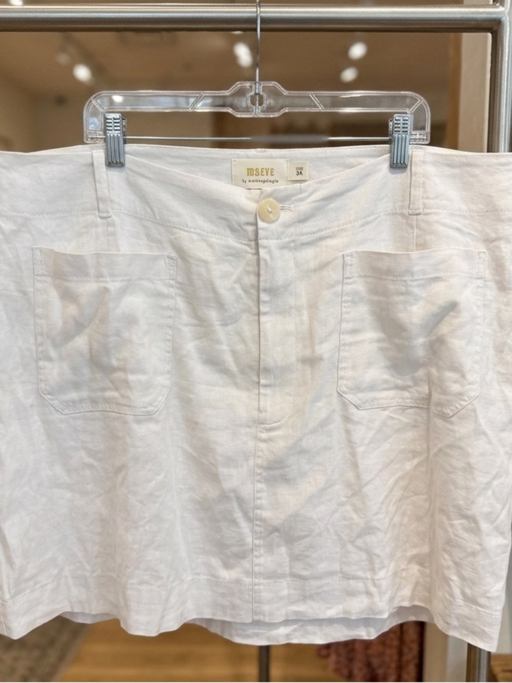 Maeve by  Anthropologie Cream linen 3 XL colette Pocket utility mini Skirt